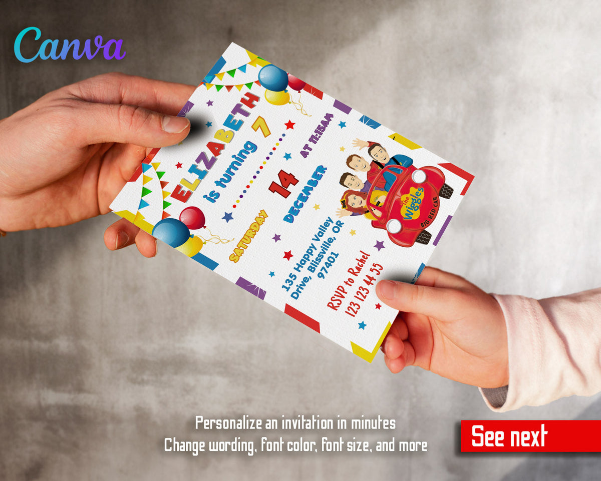 Wiggles One Finger One Thumb customizable invitation template | Share or Print | YT108