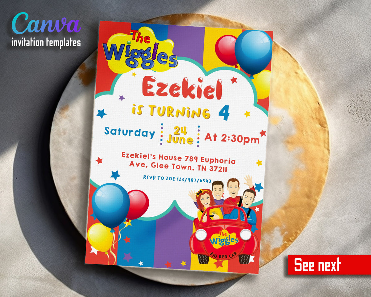 Wiggles One Finger One Thumb customizable invitation template | Share or Print | IE189