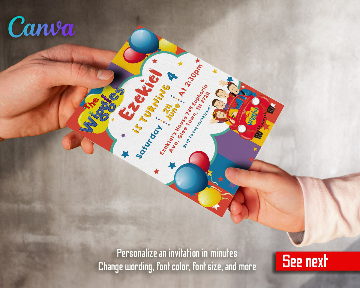 Wiggles One Finger One Thumb customizable invitation template | Share or Print | IE189