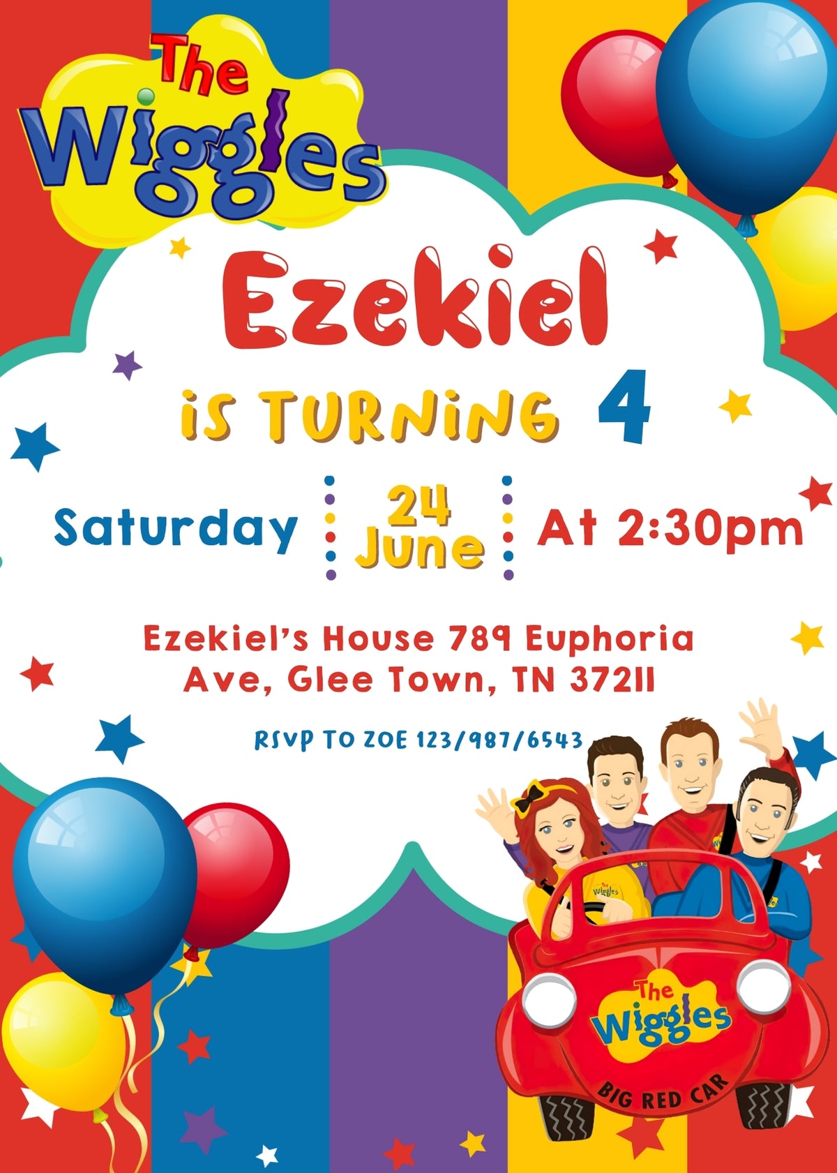 Wiggles One Finger One Thumb customizable invitation template | Share or Print | IE189