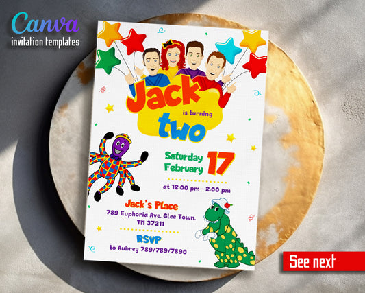 Wiggles One Finger One Thumb customizable invitation template | Share or Print | QC089