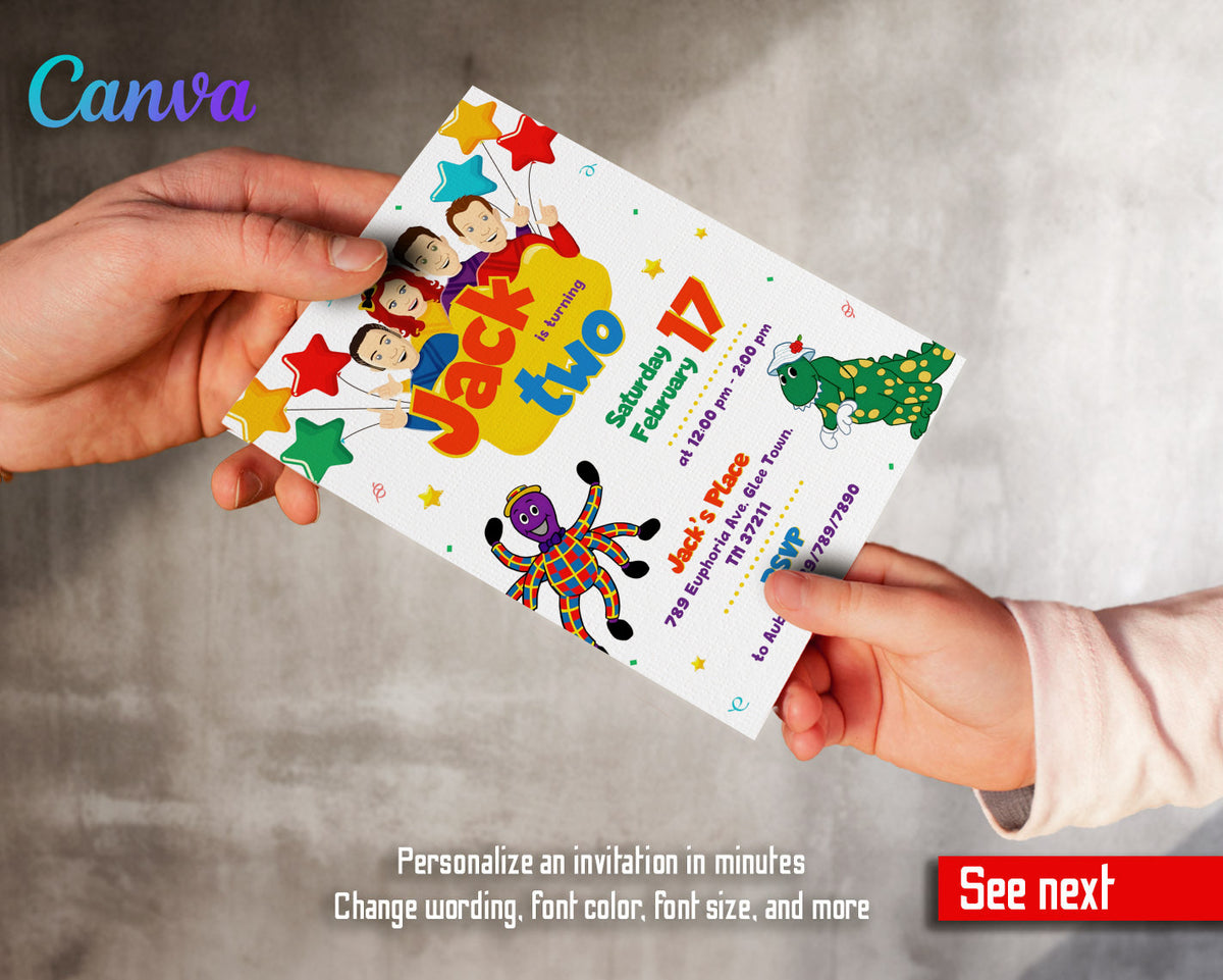 Wiggles One Finger One Thumb customizable invitation template | Share or Print | QC089