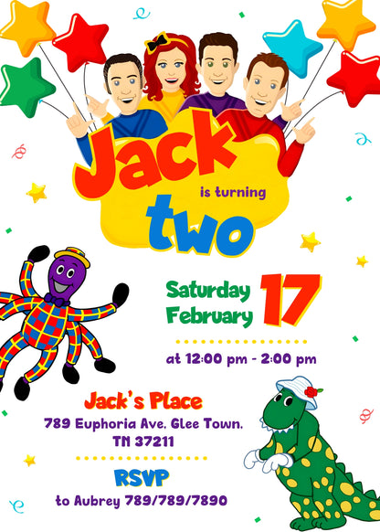 Wiggles One Finger One Thumb customizable invitation template | Share or Print | QC089