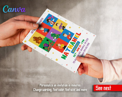 Wiggles One Finger One Thumb customizable invitation template | Share or Print | ZO687
