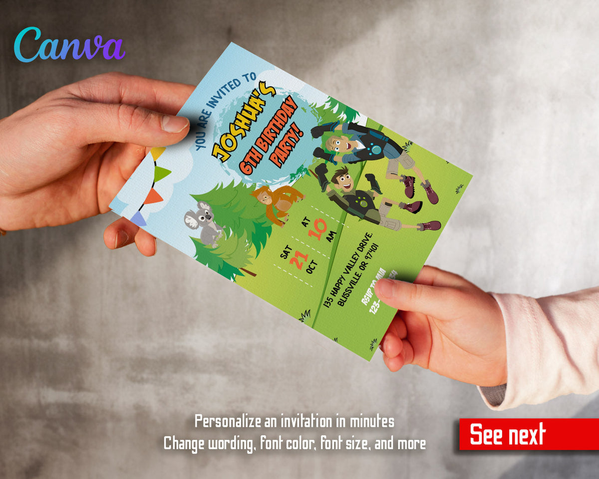 Wild Kratts Creature Hero customizable invitation template | Share or Print | WP287