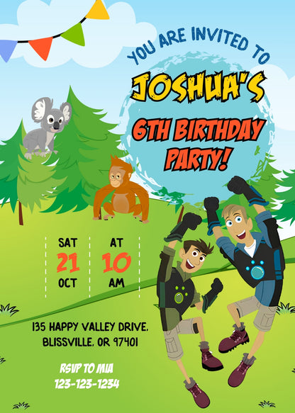 Wild Kratts Creature Hero customizable invitation template | Share or Print | WP287