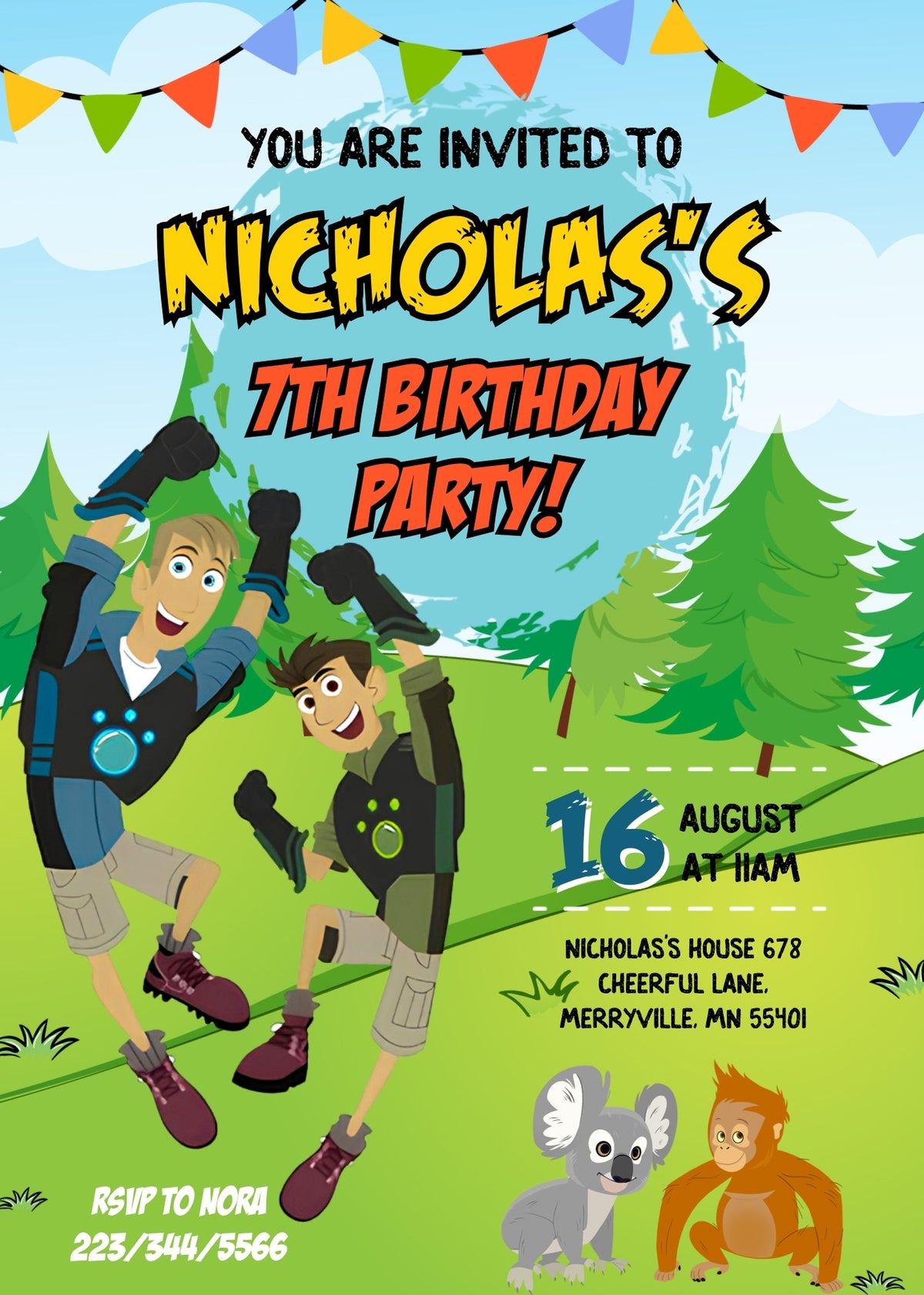 Wild Kratts Creature Hero customizable invitation template | Share or Print | AP622