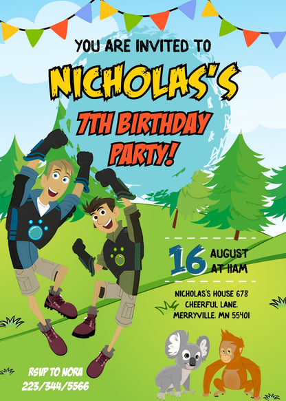 Wild Kratts Creature Hero customizable invitation template | Share or Print | AP622