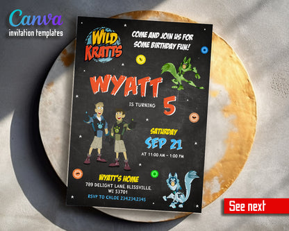 Wild Kratts Creature Hero customizable invitation template | Share or Print | FZ677