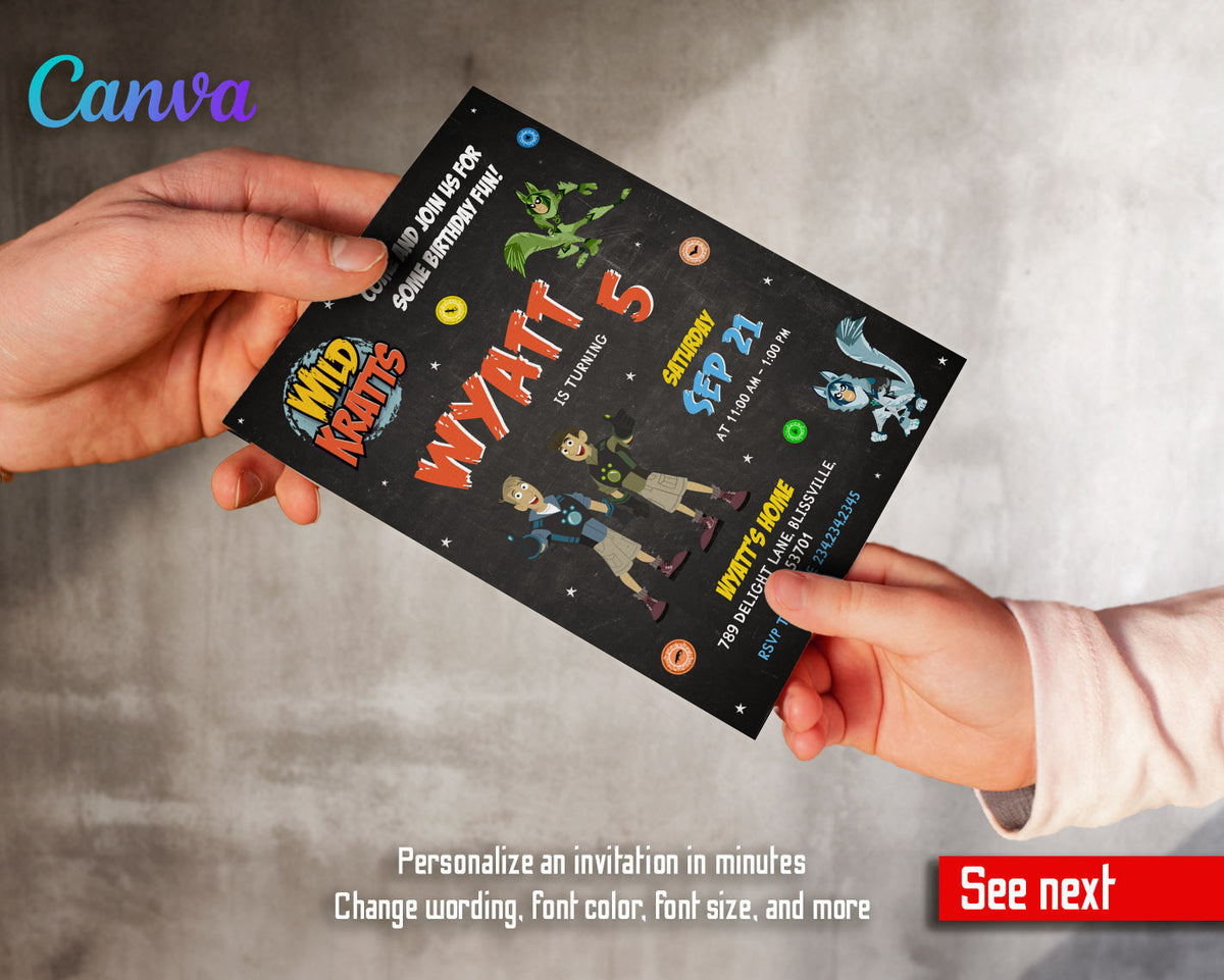 Wild Kratts Creature Hero customizable invitation template | Share or Print | FZ677
