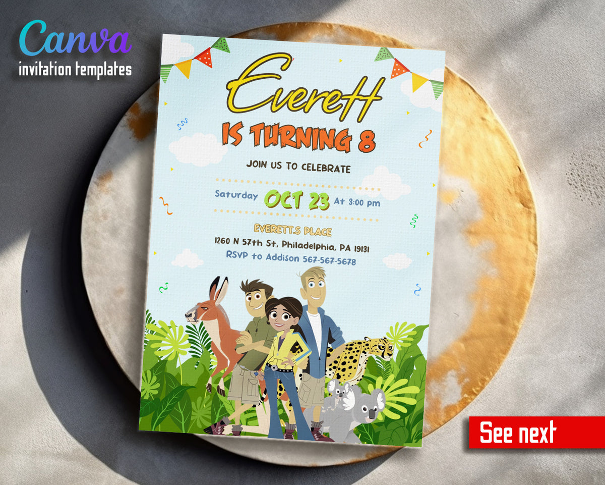 Wild Kratts Creature Hero customizable invitation template | Share or Print | TM949