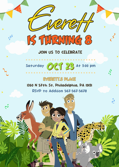 Wild Kratts Creature Hero customizable invitation template | Share or Print | TM949