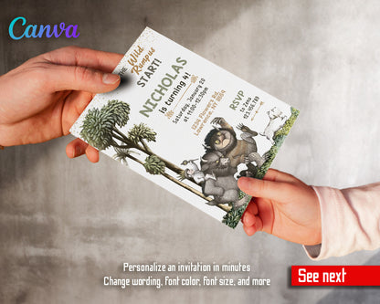 Where The Wild Things Are Maurice Sendak customizable invitation template | Share or Print | HR688