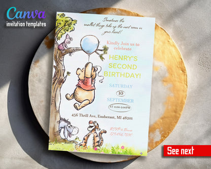 Winnie the Pooh customizable invitation template | Share or Print | KR222