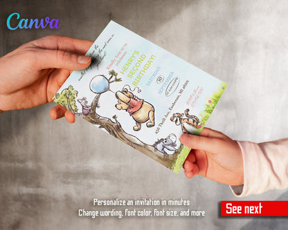 Winnie the Pooh customizable invitation template | Share or Print | KR222