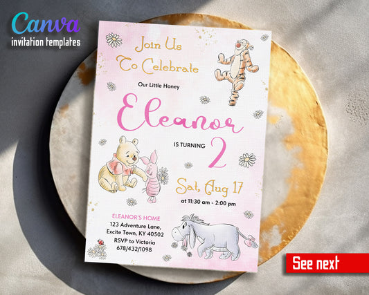 Winnie the Pooh customizable invitation template | Share or Print | AX188