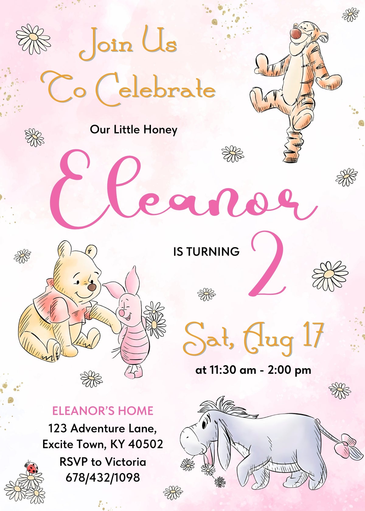 Winnie the Pooh customizable invitation template | Share or Print | AX188
