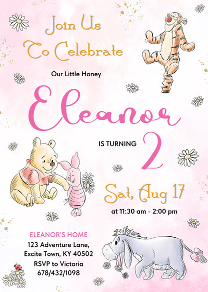 Winnie the Pooh customizable invitation template | Share or Print | AX188