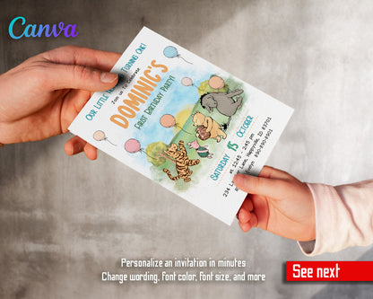 Winnie the Pooh customizable invitation template | Share or Print | SG509