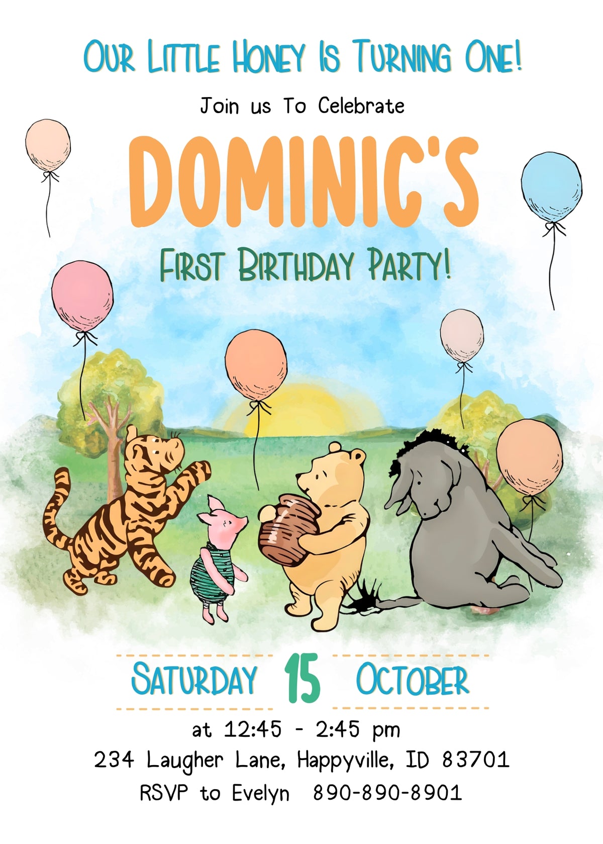 Winnie the Pooh customizable invitation template | Share or Print | SG509