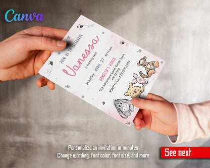 Winnie the Pooh customizable invitation template | Share or Print | SN354