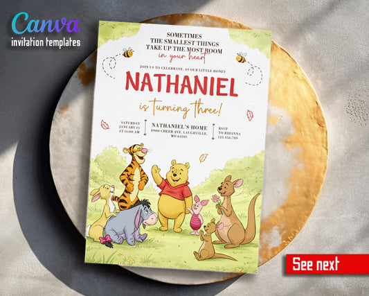 Winnie the Pooh customizable invitation template | Share or Print | IW338