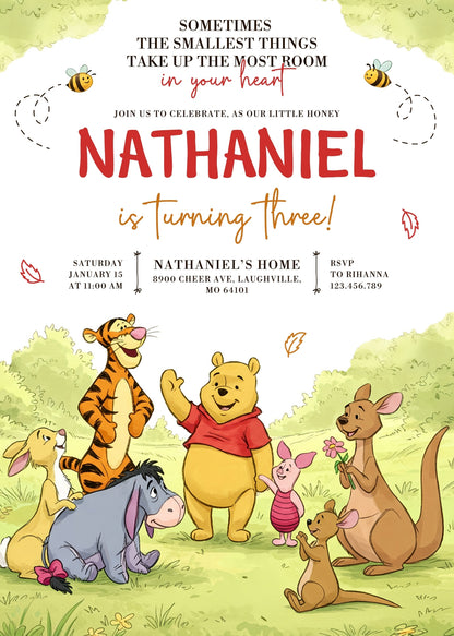 Winnie the Pooh customizable invitation template | Share or Print | IW338