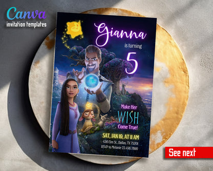 Wish Magic Asha customizable invitation template | Share or Print | girl | WD658