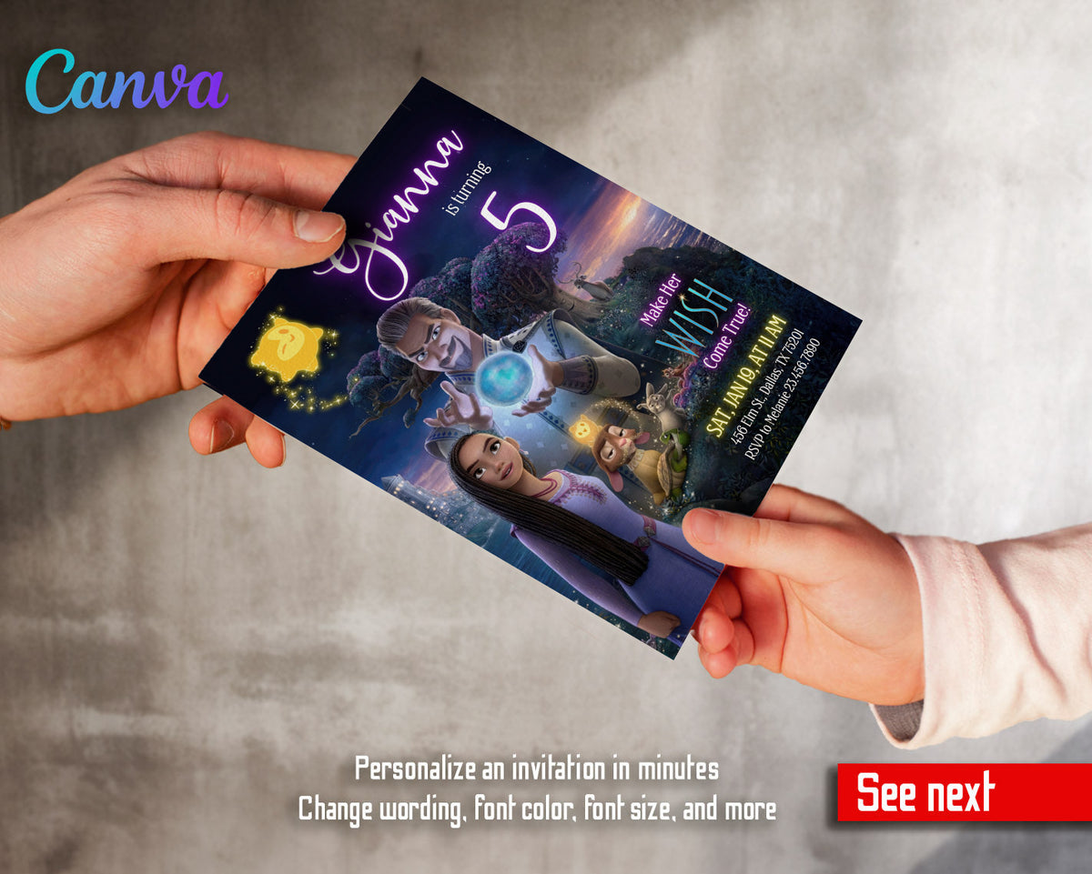 Wish Magic Asha customizable invitation template | Share or Print | girl | WD658