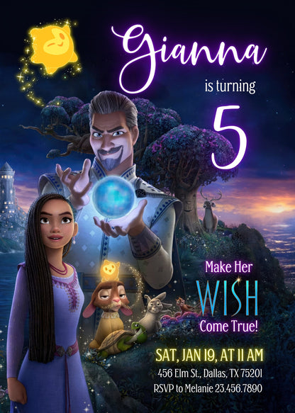 Wish Magic Asha customizable invitation template | Share or Print | girl | WD658