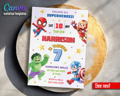 Avengers Marvel Superhero customizable invitation template | Share or Print | boy | SI590