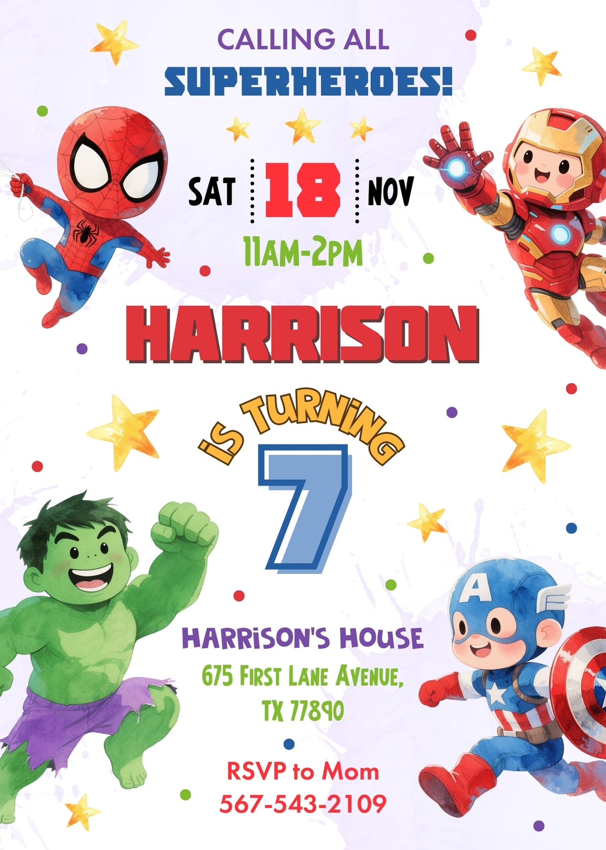 Avengers Marvel Superhero customizable invitation template | Share or Print | boy | SI590