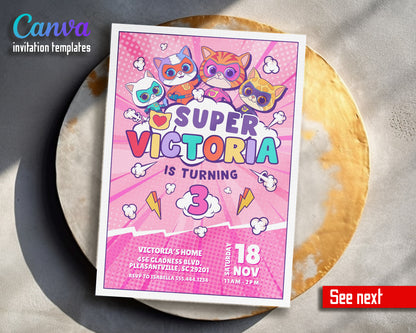 SuperKitties customizable invitation template | Share or Print |  | JL303