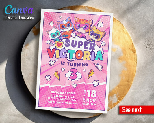 SuperKitties customizable invitation template | Share or Print |  | JL303