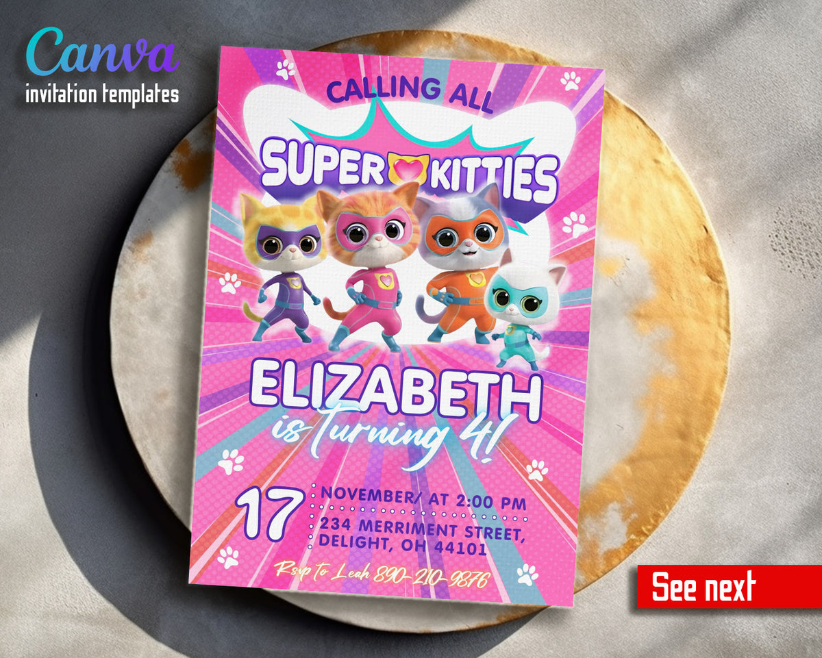 SuperKitties customizable invitation template | Share or Print |  | AN078