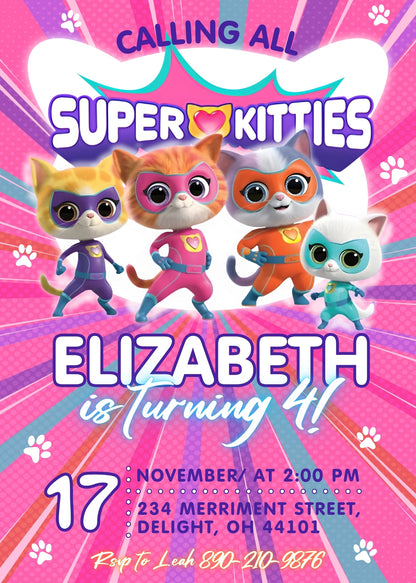 SuperKitties customizable invitation template | Share or Print |  | AN078