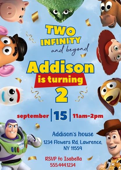 Toy Story Woody Buzz Lightyear customizable invitation template | Share or Print |  | II797