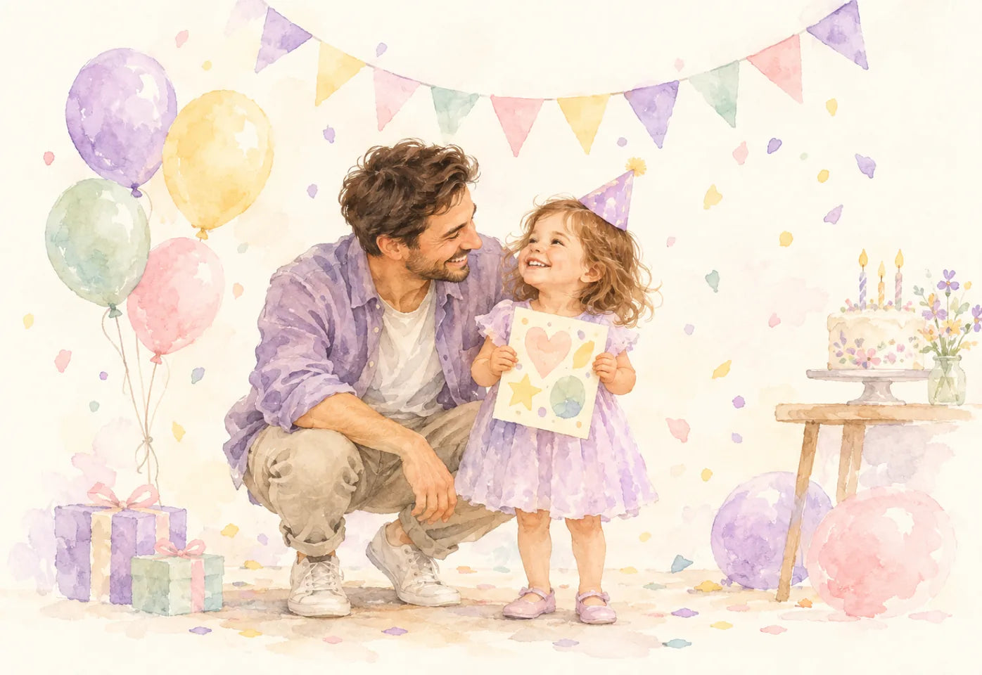 A dad and his daughter celebrating a birthday together